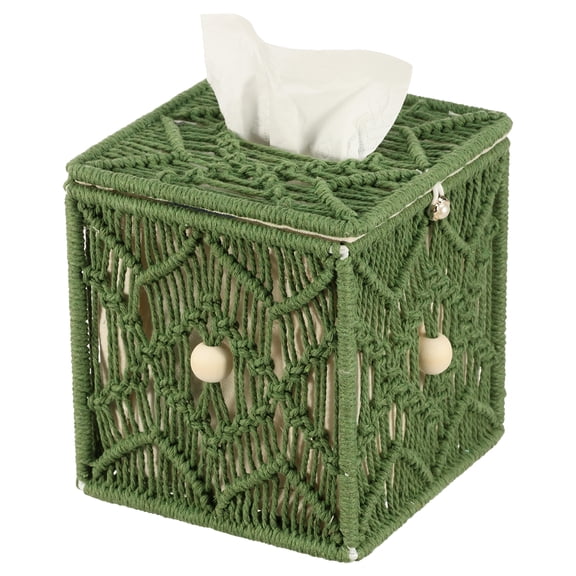 Austok Tissue Box Cover Woven Square Tissue Box Holder Bohemian Decor Organizer Handmade Woven for Bathroom Bedroom Dresser Living Room Office Dorm