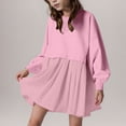 thumbnail image 2 of Odeerbi 5-14 Años Niñas Sudadera Plisada Vestido Color Sólido Manga Larga Niños Cuello Redondo Mini Vestido, 2 of 8
