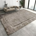 thumbnail image 1 of 3x4ft Rug Non Slip Scratched Geometric Frame Small Entryway Mats, Machine Washable Old Newspaper Grunge Style Area Rug, Throw Rugs Carpet for Front Door Bedroom Bedside, 1 of 6