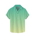 thumbnail image 2 of Zylanna Men's Turndown Collar Shirts, Summer Gradient Color Button Down Breathable Short Sleeve Casual Trouses for Men Green Size 2XL, 2 of 5