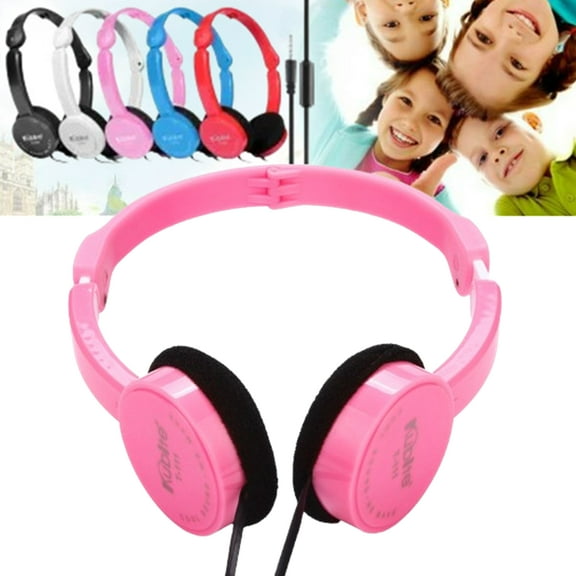 Djiypn K-i-d-s Headphones for School Travel, HD Stereo Sound Over-Ear Headphones for Home, Foldable 3.5mm Wired for Phone Computer, Pink