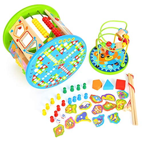 Wooden Activity Centre Baby Multi-function Bead Maze Cube Kids Learning Toys NEW 