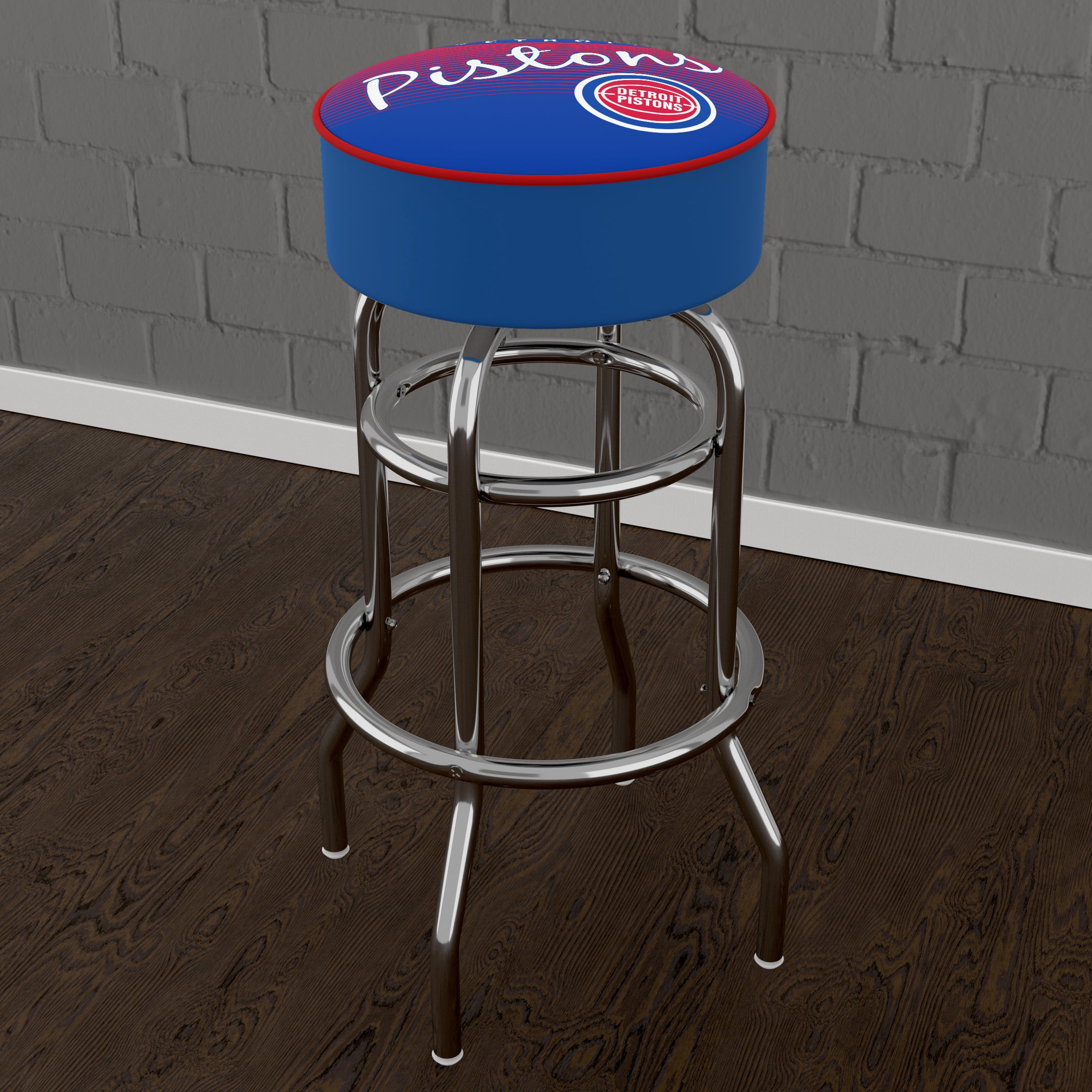 Trademark Gameroom Detroit Pistons Hardwood Classics Bar Stool with Padded Seat