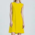 thumbnail image 5 of Summer Women's Button-Down Lapel Collar Sleeveless Dress 100% Cotton Linen Blend Casual Shift Dress with Front Pockets for Outdoor Activities,Yellow 2XL, 5 of 5