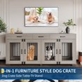 thumbnail image 3 of 71'' Dog Crate Furniture for 2 Dogs, Double Dog Crate Furniture, 71'' Large Dog Kennel Indoor with 3 Storage Drawers and Removable Divider Wooden Double Dog Crate with 3 Drawers and Removable Room Div, 3 of 7