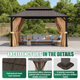 thumbnail image 4 of Clouddwell 10' x 14' Gazebo for Patio, Gazebo Pergola with Sloped Roof, Large Wall-Mounted Heavy Duty Awnings, for Deck, Patio and Backyard,Brown, 4 of 8