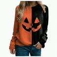 thumbnail image 2 of Towmus Women's Halloween Shirts Casual Long Sleeve Funny Face Pumpkin Shirts, 2 of 7
