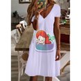 thumbnail image 1 of Yanluna Disney Frozen Robe Princesse Elsa pour Femmes Imprimée Col en V Manches Courtes Robe Décontractée Style Simple Vêtements pour Femmes, 1 of 5