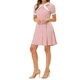 thumbnail image 4 of Allegra K Women's Fit and Flare Contrast Color Bowtie Neck Dresses, 4 of 6