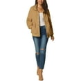 thumbnail image 2 of INSPIRE CHIC Women's Fluffy Fleece Two Pockets Long Sleeve Button Front Closure Casual Coat S Khaki, 2 of 6