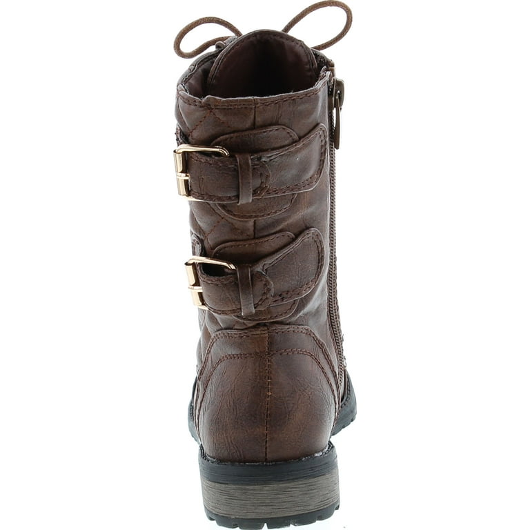 Link Mango-79 Kids Lace Up Quilted Dual Buckle Zip Mid Calf Link Mango-79 Kids Lace Up Quilted Dual Buckle Zip Mid Calf