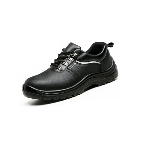 

Harsuny Womens Industrial Boots Steel Toe Work Shoes Lace Up Safety Boot Construction Non Slip Durable Heavy Duty Black-Leather 5.5