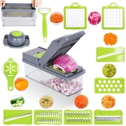 Howarmer 14 in 1 Multifunctional Vegetable Onion Chopper Dicer Slicer, Kitchen Mandoline Food Chopper Cutter Slicer with 8 Blades, Carrot and Garlic Chopper with Container