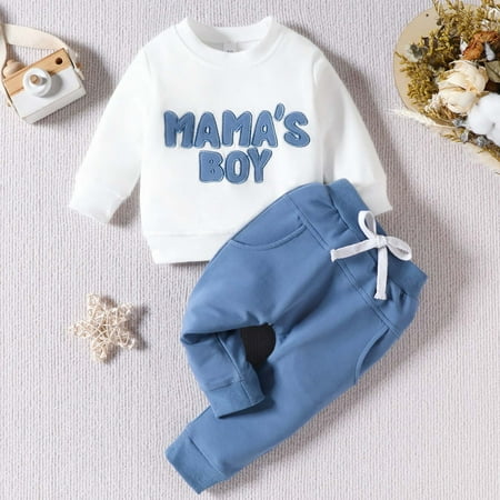 

Spazoro Toddler Girls Outfits Sets Cute Print Fall and Winter 2PC Shirts and Pants Pajamas Clothes Sets for Baby Kids Girls Blue Size 6Months