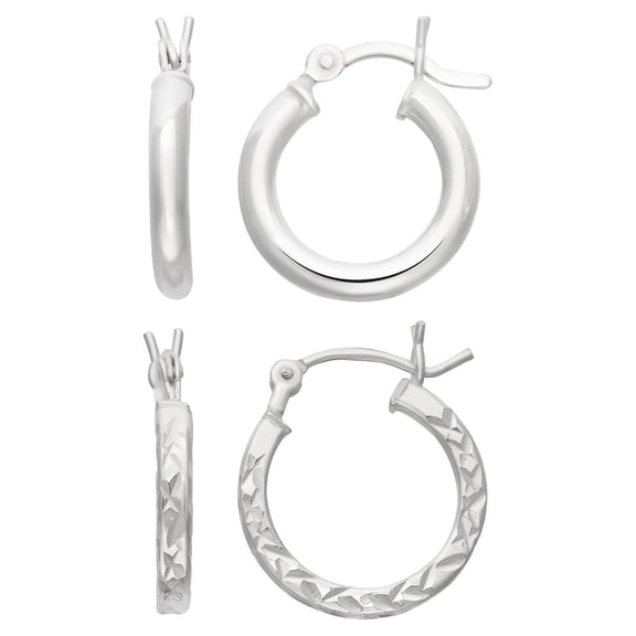 Sterling Silver Hoop Earrings Set