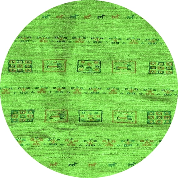 Ahgly Company Indoor Round Abstract Green Contemporary Area Rugs, 3' Round