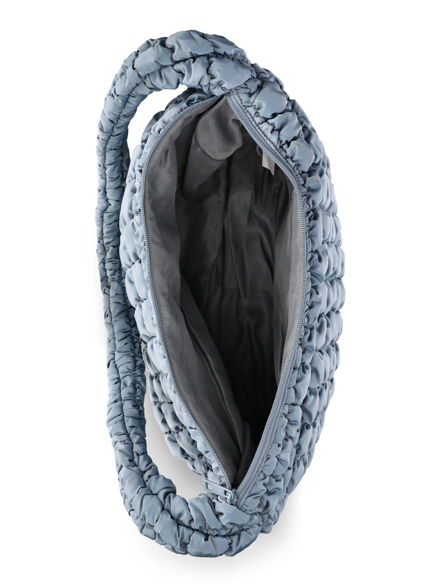 No Boundaries Women's Oversized Quilted Hobo Bag, Platinum