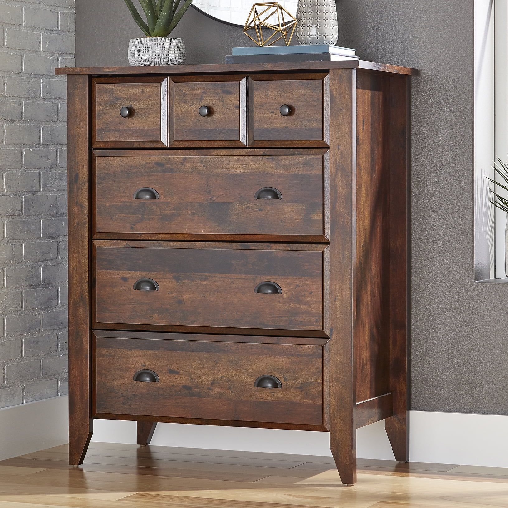 Better Homes Gardens Leighton 4 Drawer Dresser Rustic Cherry Finish