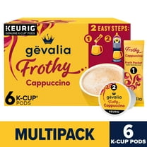 Gevalia Frothy 2-Step Artificially Flavored Cappuccino Espresso Style K‐Cup® Coffee Pods & Froth Packets Kit, 6 ct. Box