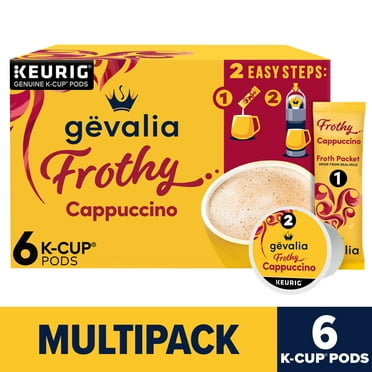 Gevalia Frothy 2-Step Artificially Flavored Cappuccino Espresso Style K‐Cup® Coffee Pods & Froth Packets Kit, 6 ct. Box