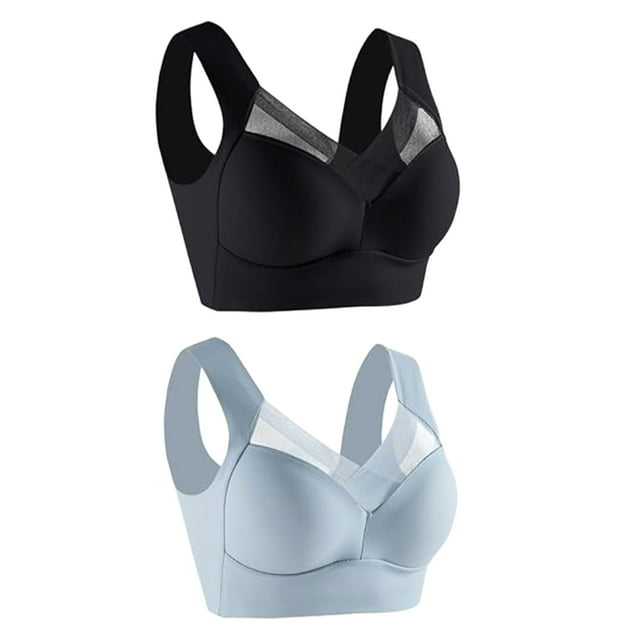 Qarigey 2 piezas experiencia incomparable comodidad sujetadores de talla grande para mujeres Top sujetadores deportivos ropa interior Ropa interior Negro+XXL