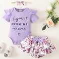 thumbnail image 4 of 3PCS Newborn Toddler Baby Girls Letters Bodysuit Tops + Floral Tutu Short Pants Outfits 0-18M, 4 of 10