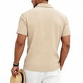 thumbnail image 6 of Men’s Jacquard Knit Button Down Shirts Breathable Stretch Business Casual Short Sleeve Shirt Big and Tall Size S-3XL Khaki, 6 of 7