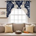 thumbnail image 4 of Easter Rabbits Swag Valances for Kitchen Window, Country Blue Bunny Easter Egg Flowers Leaf Plant Blue Small Swag Valances Rod Pocket Curtain Drapes Window Treatment for Bedroom Bathroom, 56x36 Inch, 4 of 9