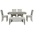 thumbnail image 3 of Bellemave 6-Piece Dining Table Set, Rubber Wood Rectangular Kitchen Table Set for 6, Farmhouse Dining Table Set with 4 Upholstered Chairs and Bench (Gray), 3 of 11