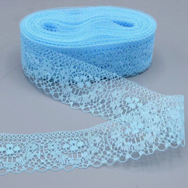 XmhyTop-A Encaje de poliéster para coser de 10 yardas, suministros para manualidades de encaje para decoración de bodas, envoltura de regalos y decoración del hogar, azul