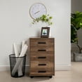 thumbnail image 5 of Drawer Dresser Storage Cabinet for Makeup Dresser Tall Chest of Drawers, Drawer Chest Makeup Cabinet with Wheels Wood Closet Storage Drawers for Bedroom by Naomi Home-Color:Walnut,Size:5 Drawer, 5 of 10