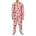 thumbnail image 3 of Lsque Cute Strawberry C Pattern Long Sleeve Pajama Set for Men - Soft 2-Piece Sleepwear and Loungewear Set with Pockets, Comfy Nightwear-X-Large, 3 of 7