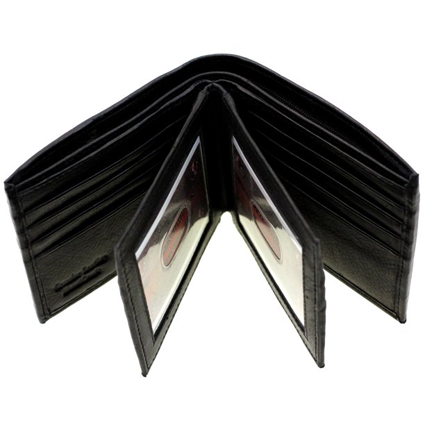 Paul & Taylor Mens Bifold Wallet Double Center Flap Genuine Leather