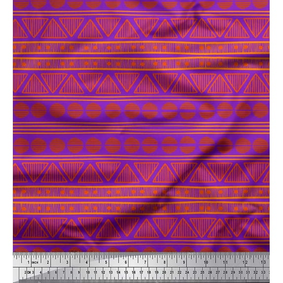 Soimoi Cotton Poplin Fabric Stripe,Semi Circle & Triangle Geometric Print Fabric by The Yard 42 Inch Wide