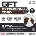 Iron Cable Brown Outdoor Extension Cord 6 ft, 16/3 SJTW 6 Foot