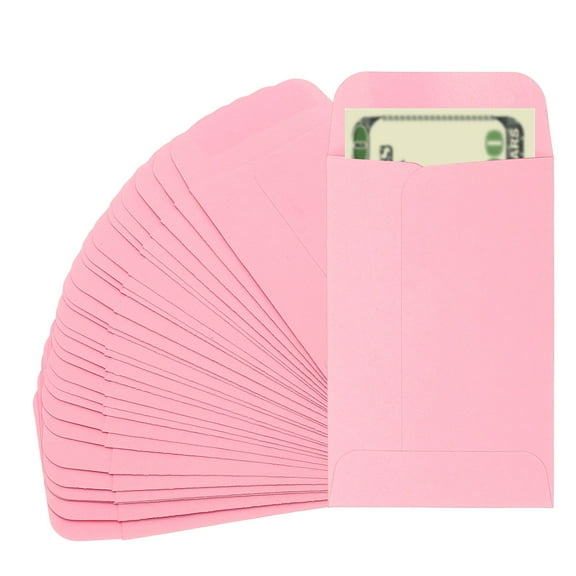 Uxcell Money Envelope, 25 Pcs 3.5" x 2.2" Cash Holder for Checks Coins, Pink