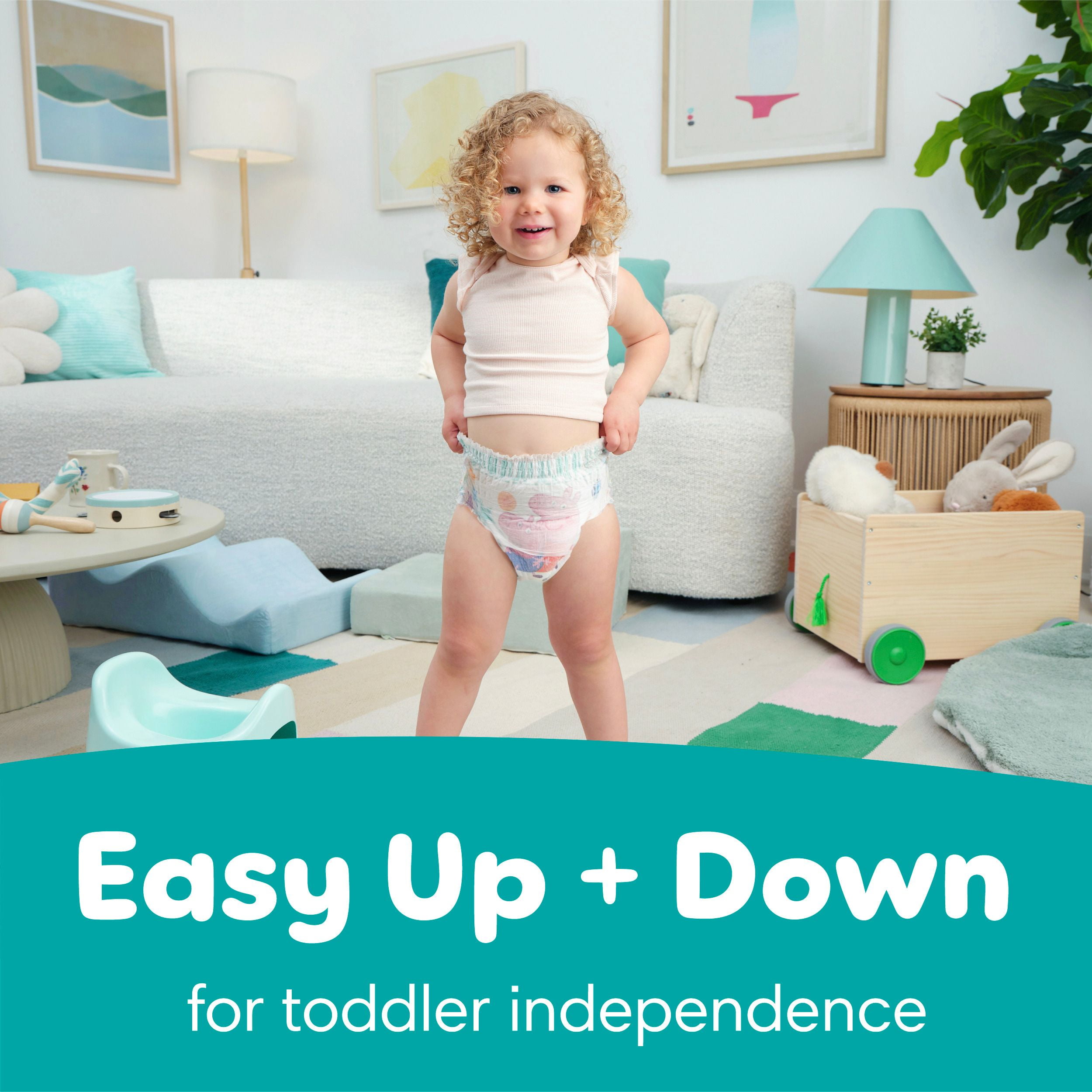 Pampers Easy Ups Girls & Boys Potty Training Pants, Size 4 (2T3T), Peppa Absorbent Training Underwear, Up to 100% Leakproof Day and Night, Hypoallergenic