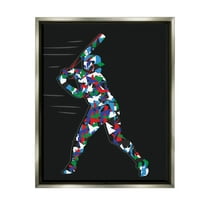 Stupell Industries Baseball Player Abstract Swing Graphic Art Luster Gray Floating Framed Canvas Print Wall Art, Design by Arrolynn Weiderhold