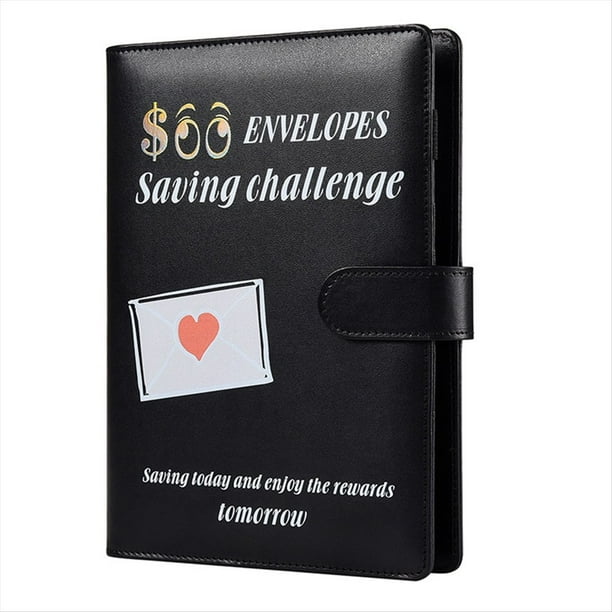 Carpeta de Presupuesto A5 con 100 Sobres para Ahorrar Dinero con Sobres en Efectivo - Libro de DesafíOs para Ahorrar 5.050 San ValentíN Negro