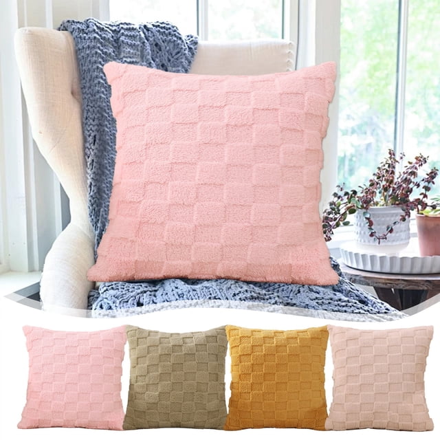 Set de Fundas de Cojín Peludas | Terciopelo Shu Cotton Poliéster | Cojín Decorativo Suave para Sofá, Sala, Soporte Lumbar de Oficina | 17.7x17.7in | Sin Relleno | Lavable a Máquina | Funda Removible