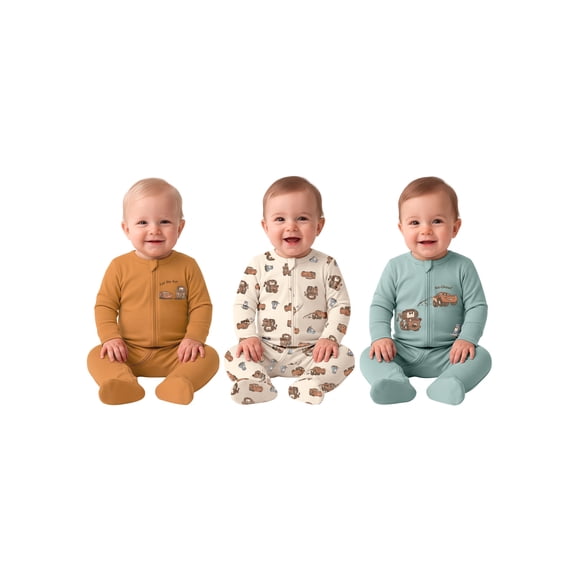 Disney Cars Baby Boys 3 Pack Sleep n’ Play Coverall, Sizes Newborn-9M