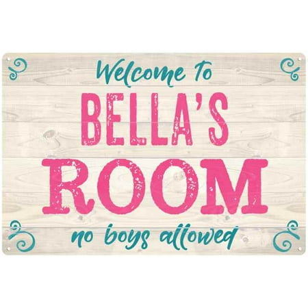 Kids Personalized Sign - BELLA'S Room Kids Bedroom Sign Personalized 8x12 Metal Sign 208120089050
