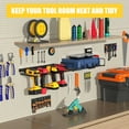 thumbnail image 5 of Power Tool Organizer, 2 Layers Storage Rack, 4 Drill Holders, Garage Storage Shelving Wall Mounted, 5 of 7