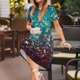 thumbnail image 3 of Balery Colorful Rainbow Glitter Vestidos sueltos de manga corta para mujer, vestidos de verano 2025, vestidos casuales de corte A con vuelo., 3 of 6