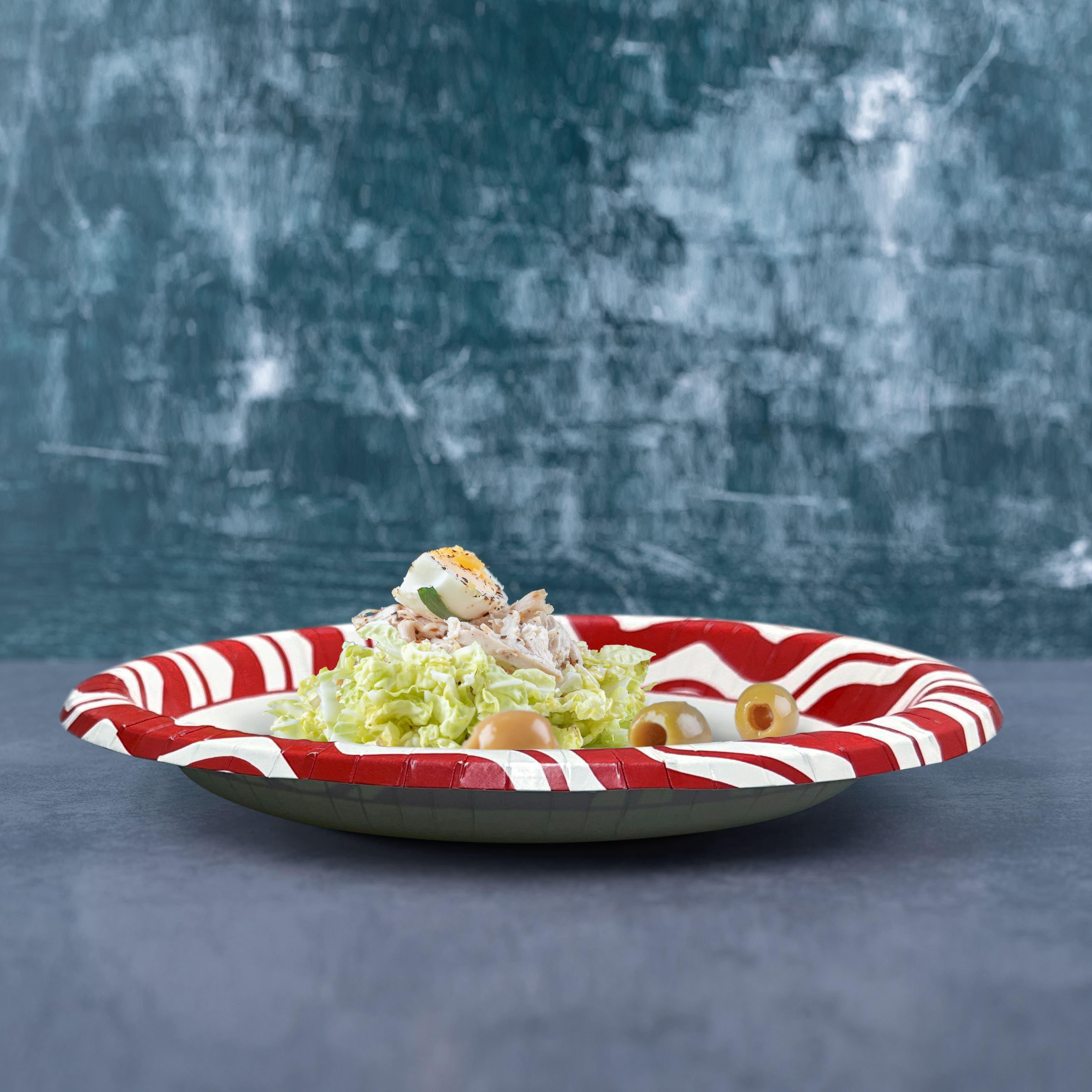 Three Leaf 10" Paper Plates, 240 Ct. (24 Packs Of 10) - Red Strips