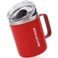 thumbnail image 4 of Tasse à Café de Voyage AeroPress avec Poignée, Acier Inoxydable à Double Paroi Isolé sous Vide avec Couvercle Coulissant Résistant aux Éclaboussures, Compatible avec Boissons Chaudes Ou Froides, Va au Lave-Vaisselle, 12 oz, Rouge, 4 of 4