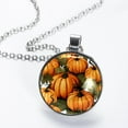 thumbnail image 2 of Thanksgiving Pumpkin Glass Circular Pendant Necklace - Sparkling Jewelry for Women, 2 of 5