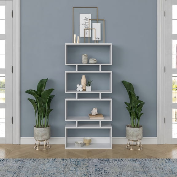 Ada Home Decor Langdon 4 Tier Bookcase, White