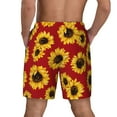 thumbnail image 3 of Kdxio Sunflowers On Red Print Men'S Swim Trunks With Compression Liner 7 Inch Inseam Quick Dry Swim Shorts, 3 of 7
