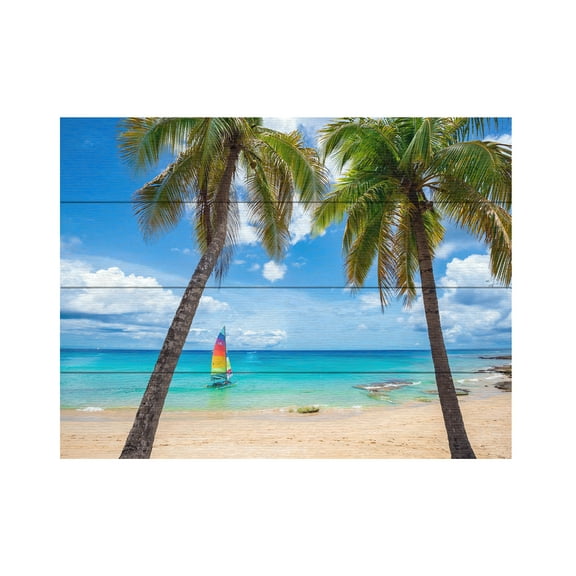 Lizzy Davis 'Postcard From Paradise' Wood Slat Art 12x16